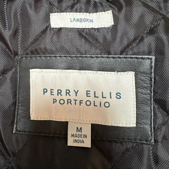 Perry Ellis Portfolio Men's Lambskin Leather Jacket, Size Medium, Black, NWT‎ - Picture 11 of 15